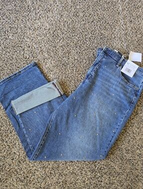 Zinnia Jessica Simpson Women's Stud-Accent Wide Leg Boyfriend Jeans